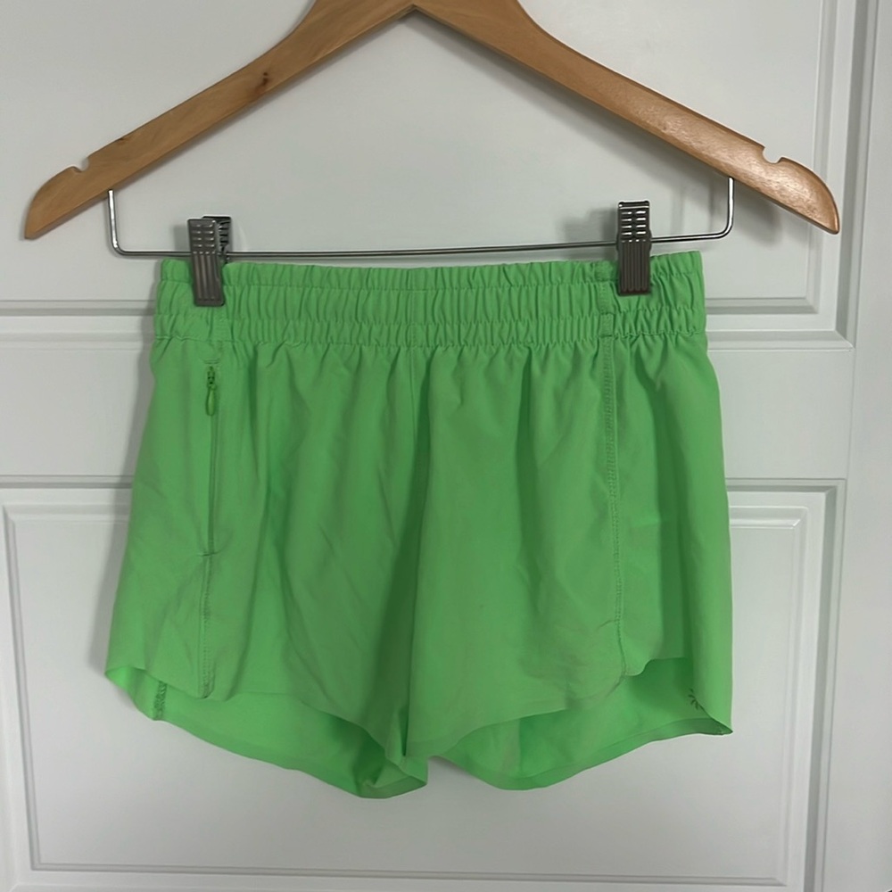 Athleta girl, bright green shorts, youth size large